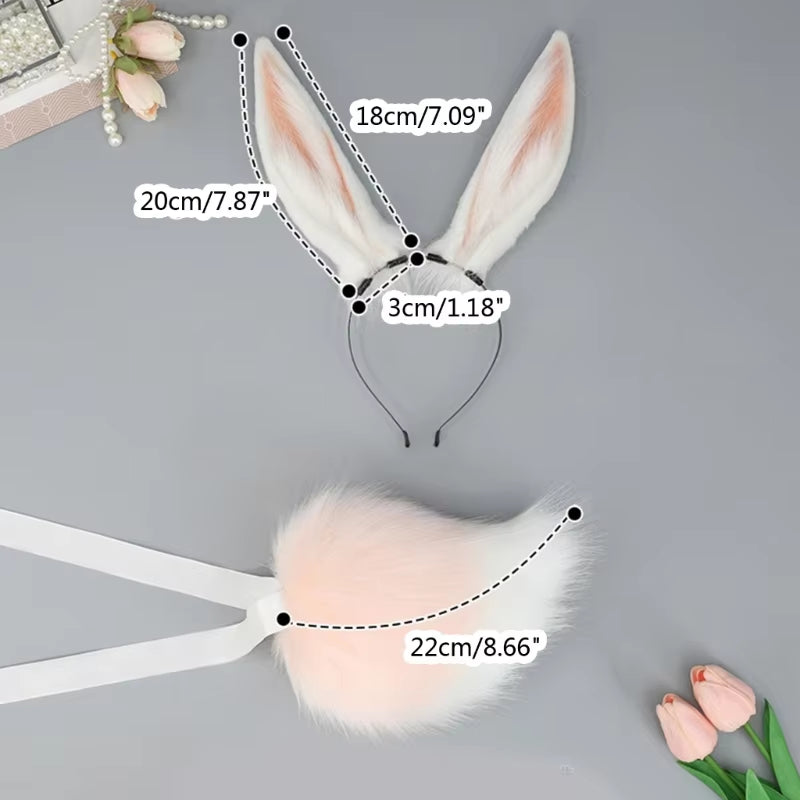 Furry Ear Hairhoop Plush Ear Hairband Animation Bunny-Costume Party Props Headdress Women Accessories Cute Tail/Headband