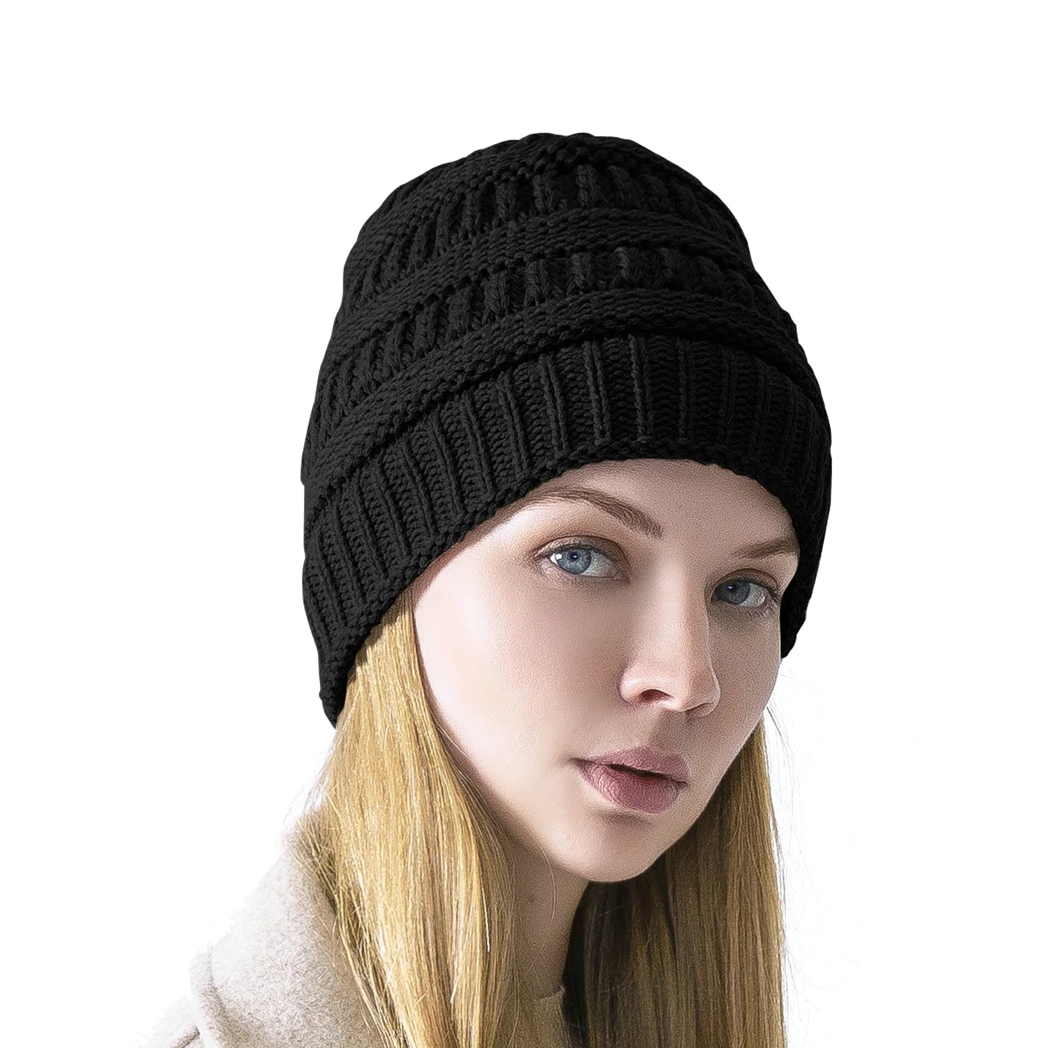 Women Men'S Knitted Beanie Hat Skull Baggy Chunky Messy Ski Winter Cap