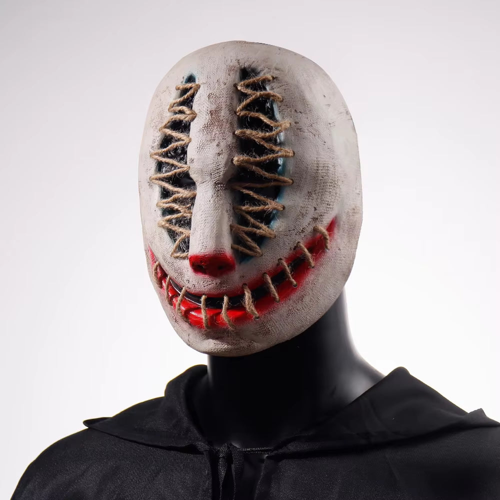 Halloween Joker Mask Cosplay Scary Killer Clown Half Face Latex Helmet Party Costume Props