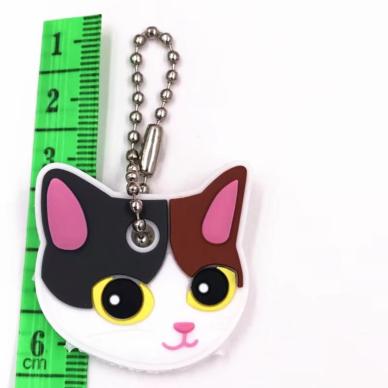 1Pcs Animal Cartoon Key Cover Cap Silicone Key Accessories PVC Soft Dog Cat Key Holder Key Chain for Girl Women Trinket Gift