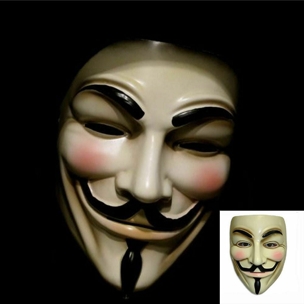 2 Pack of V for Vendetta Mask Fawkes Anonymous Halloween Cosplay Party Costume