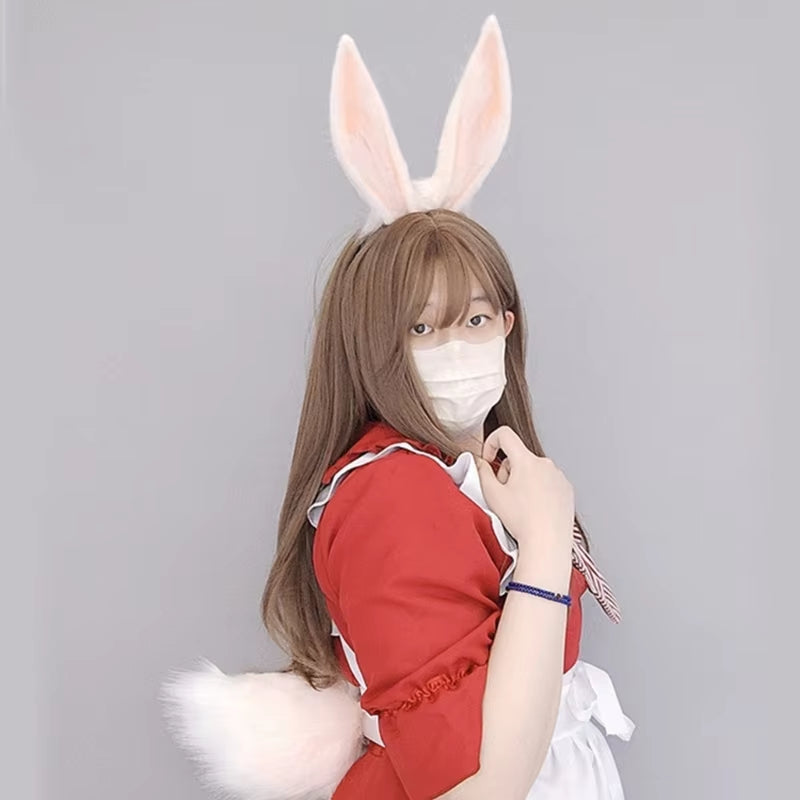 Furry Ear Hairhoop Plush Ear Hairband Animation Bunny-Costume Party Props Headdress Women Accessories Cute Tail/Headband