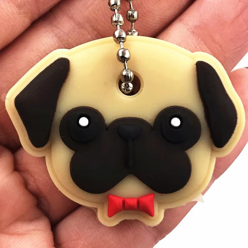 1Pcs Animal Cartoon Key Cover Cap Silicone Key Accessories PVC Soft Dog Cat Key Holder Key Chain for Girl Women Trinket Gift